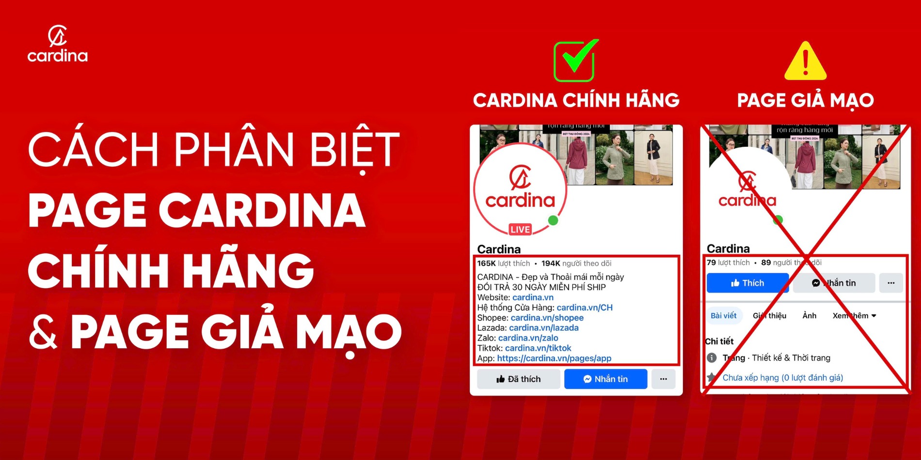 CÁCH PHÂN BIỆT PAGE CARDINA CHÍNH HÃNG & PAGE GIẢ MẠO
